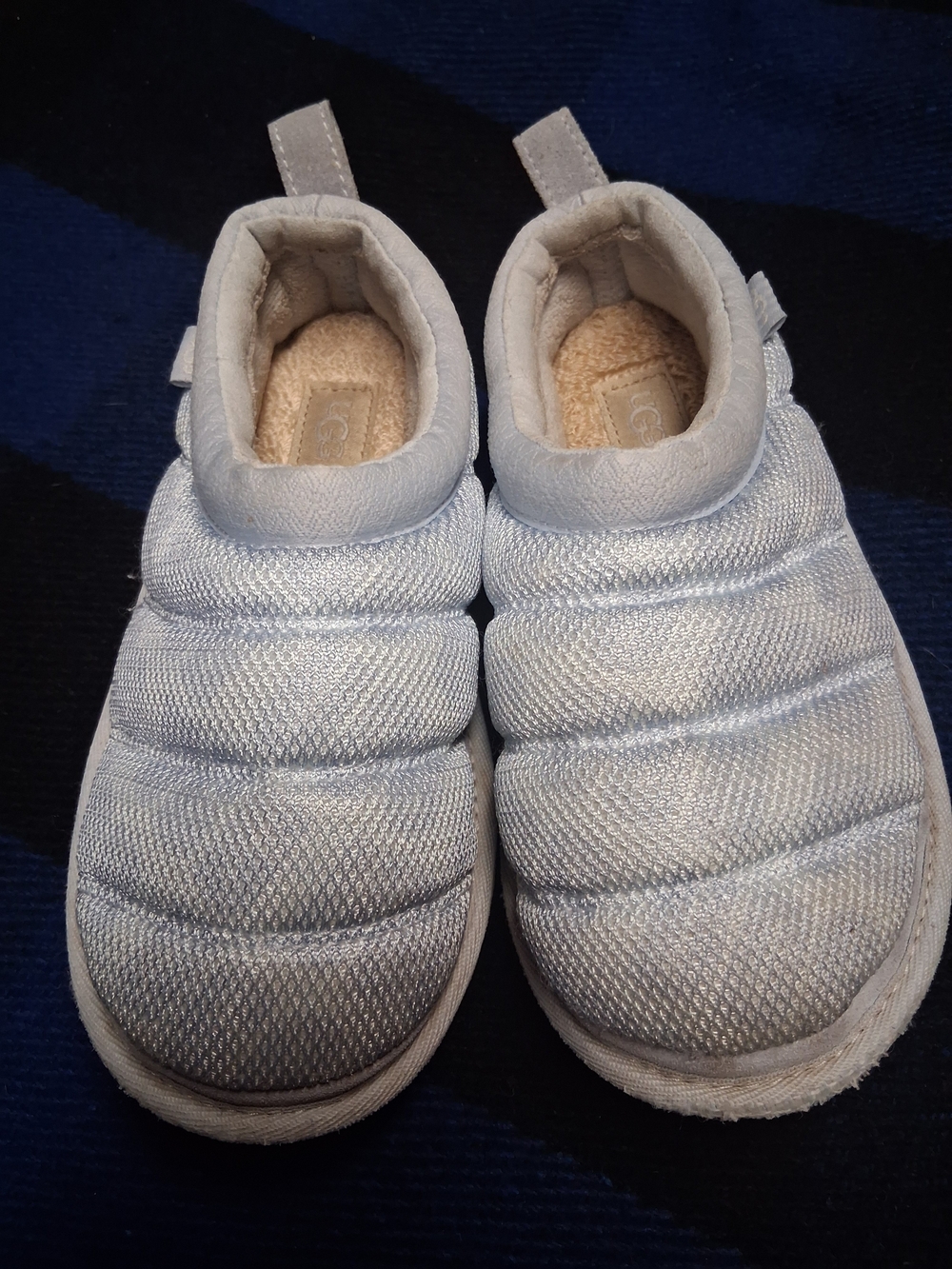 UGG Kids Quilted Slip-On Slippers in Silver